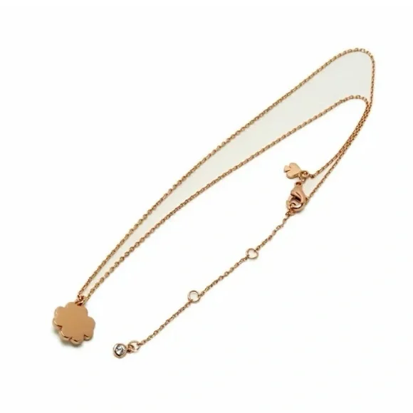 Kate Spade Rose Gold Flower Pendant Necklace Cream Enamel Spade Logo NWT Gift - Picture 7 of 16